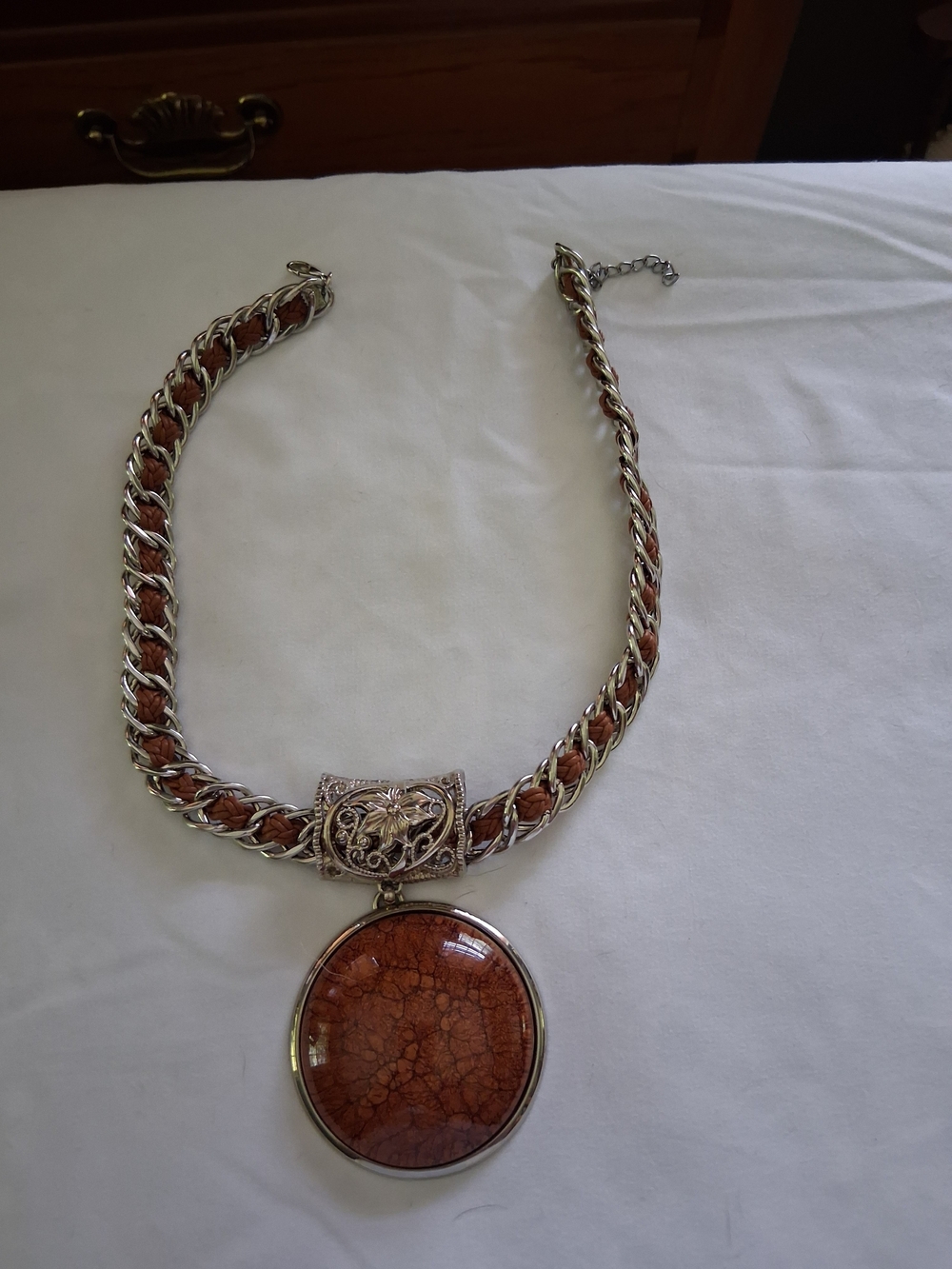 Fossil coral / agatized fossil coral Silver Necklace